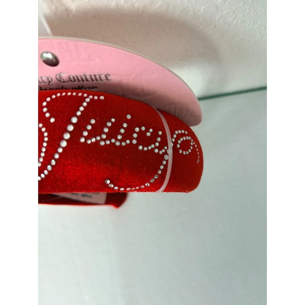 Juicy‎ Couture Red Velvet Padded Headband Rhinestone Logo Y2K Hair Accessory NEW